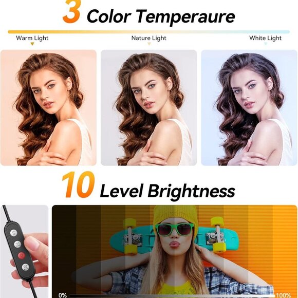 12" Ring Light with 63" extendable Tripod Stand, Selfie RingLight with Phone Hol - Picture 2 of 8